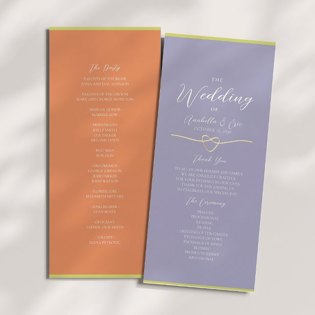 Orange Lila Zitrus Grün Hochzeitsprogramm (Von Creator hochgeladen)