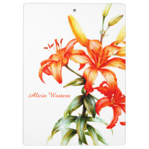 Orange Lilienmalereiklemmbrett Klemmbrett