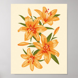 Orange Lilies. Blume Poster