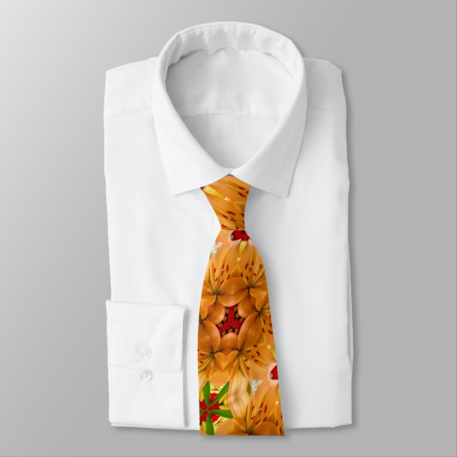 Orange Lilium Pattern Krawatte (Gebunden)