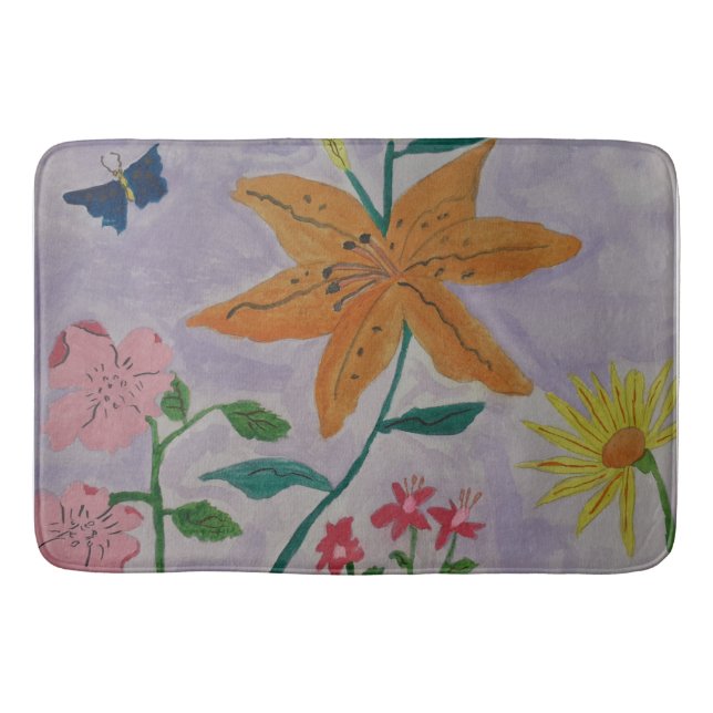 Orange Lily Bath Mat Badematte (Vorderseite)