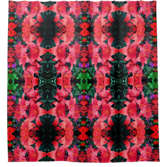 Orange Lily Blume Abstrakt Art Pattern Duschvorhang (Vorderseite)