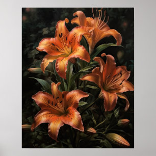Orange Lily Blume Art Print Poster