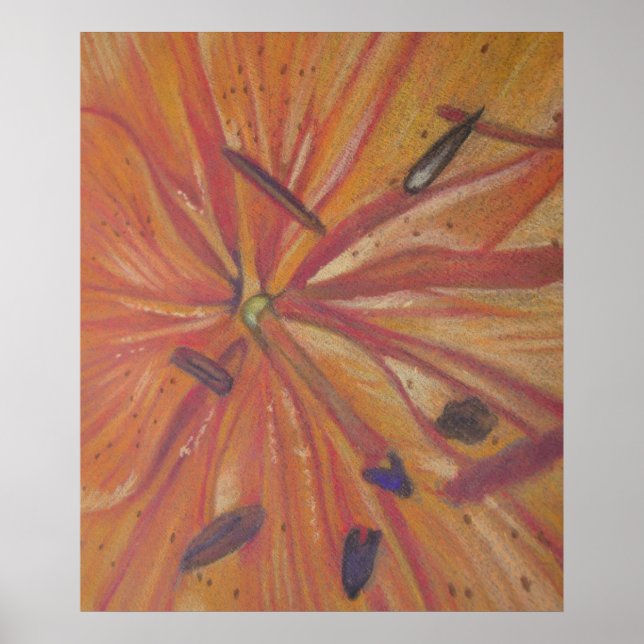 Orange Lily Blume Moderne Kunst abstrakte Kunst Poster (Vorne)