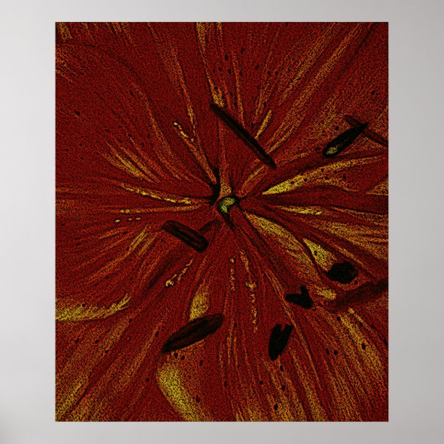 Orange Lily Blume Moderne Kunst abstrakte Kunst Poster (Vorne)