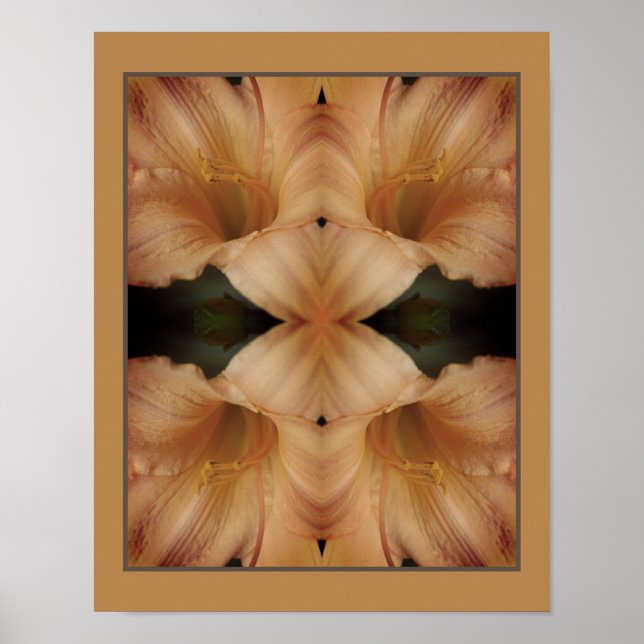 Orange Lily Blume Nah Up Mirror Abstrakt Poster (Vorne)