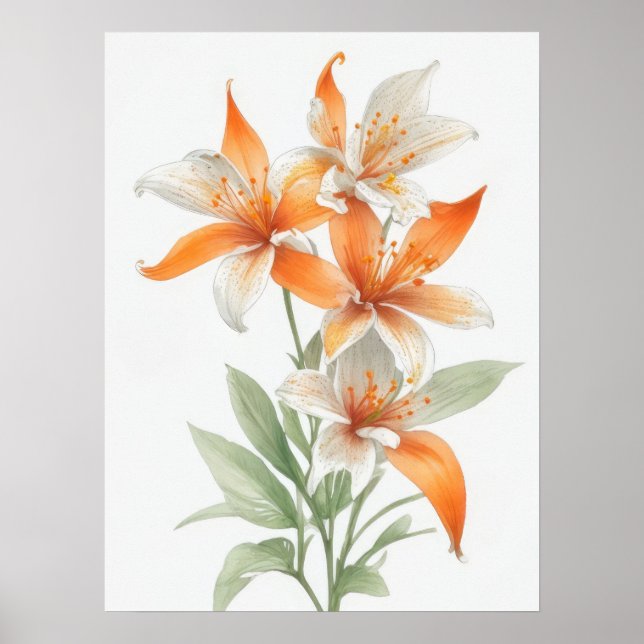 Orange Lily Blume Poster (Vorne)