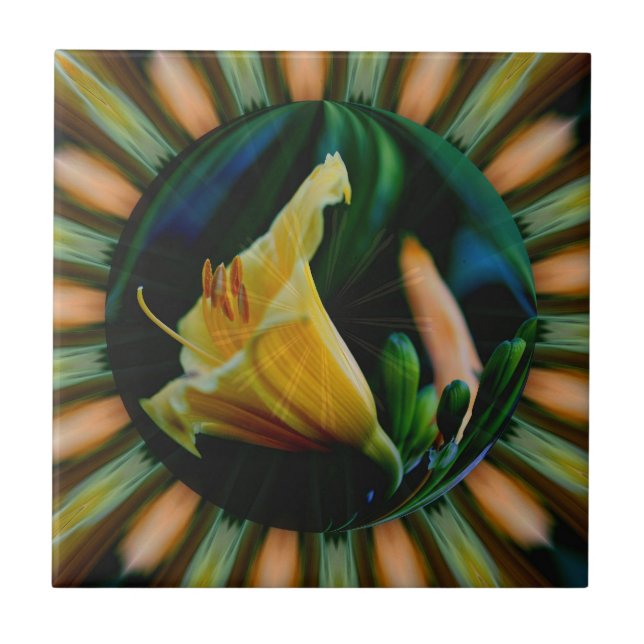 Orange Lily Floral Abstrakt Art Tile Fliese (Vorderseite)