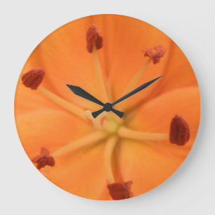 Orange Lily Floral Wall Clock Große Wanduhr