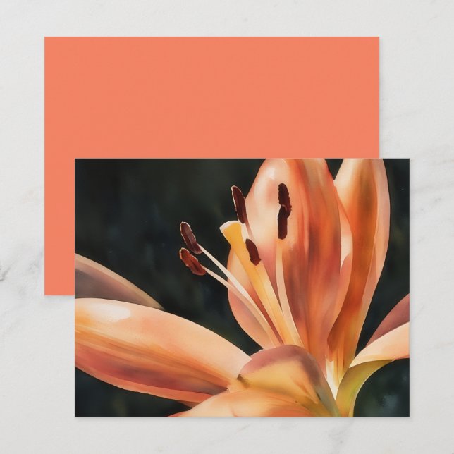 Orange Lily Flower Art Note Card Set Mitteilungskarte (Vorne/Hinten)