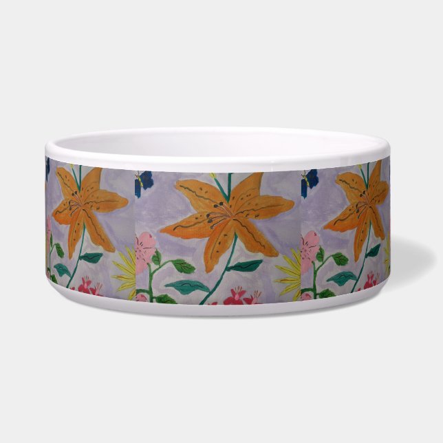 Orange Lily Keramik Pet Bowl Napf (Vorderseite)