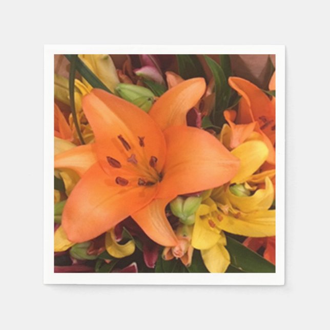 Orange Lily Paper Napkin Serviette (Vorderseite)