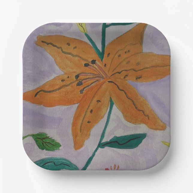 Orange Lily Pappteller (Vorderseite)