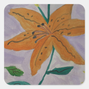 Orange Lily Quadratischer Aufkleber