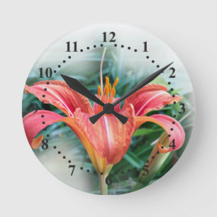 orange lily runde wanduhr
