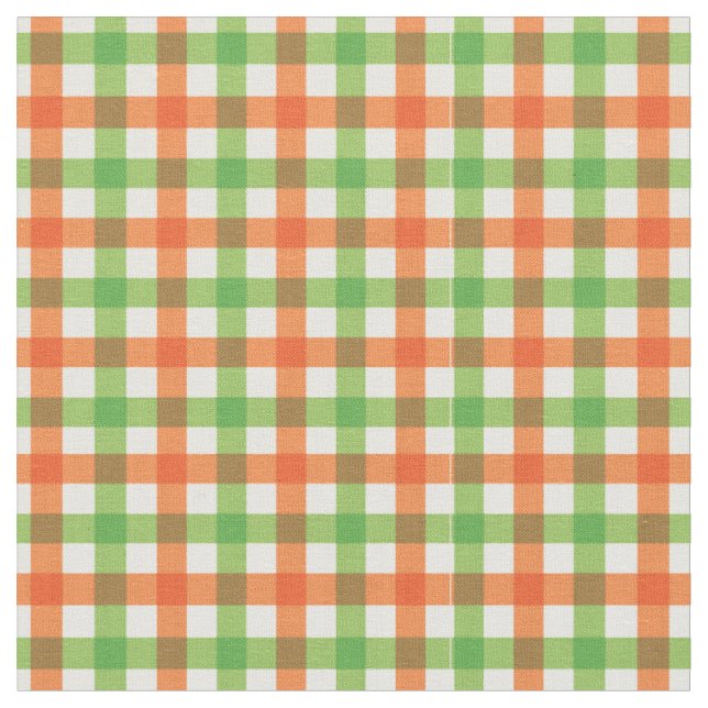 Orange & Lime Green Bright Gingham Kariert / Tarta Stoff (Nahaufnahme)