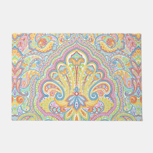Orange Lime Green Pink Paisley Frische Pasta Fußmatte