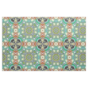 Orange Lime Green Turquoise Bali Batik Muster Stoff