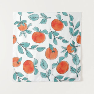 Orange Line Art: nahtloses Muster Wandteppich