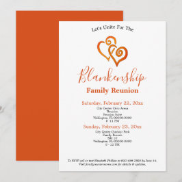 Orange Linked Hearts Family Wiedersehen Template Einladung