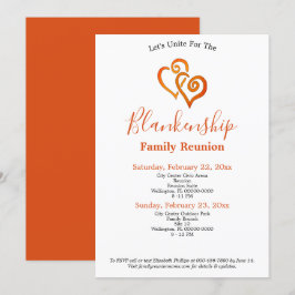 Orange Linked Hearts Family Wiedersehen Template Einladung