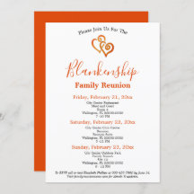 Orange Linked Hearts Family Wiedersehen Template