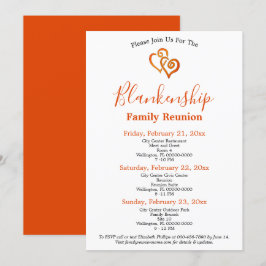 Orange Linked Hearts Family Wiedersehen Template Einladung