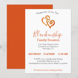 Orange Linked Hearts Family Wiedersehen Template Einladung