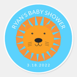 Orange Lion Cub Animal Custom Baby Dusche Geburtst Runder Aufkleber
