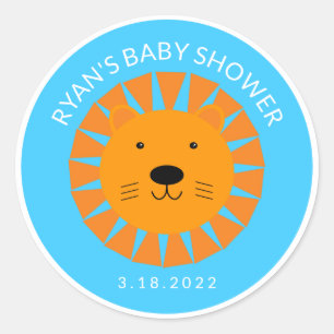 Orange Lion Cub Animal Custom Baby Dusche Geburtst Runder Aufkleber
