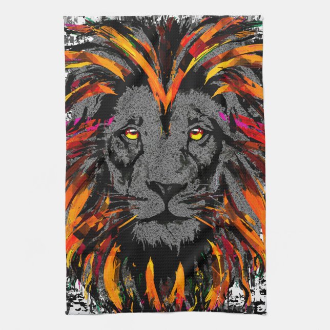 Orange Lion Head - Löwenfront - Löwenküche Handtuc Geschirrtuch (Vertikal)