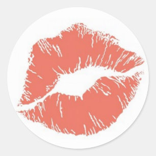 Orange Lipstick Kiss Mark Card Siegel Sticker