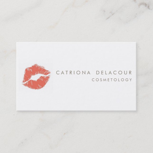 Orange Lipstick Mark Cosmetology Business Card Visitenkarte (Vorderseite)