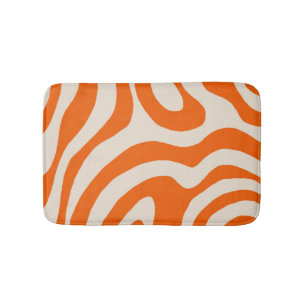 Orange Liquid Swirl Flow Groovy Streifen Y2K Muste Badematte