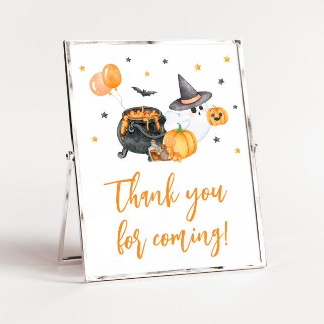 Orange Little Boo Baby Shower Vielen Dank für Ihr  Poster (Ghost Halloween Baby Shower Thank you for Coming Sign)