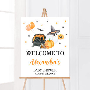 Orange Little Boo Ghost Baby Dusche Willkommen Poster