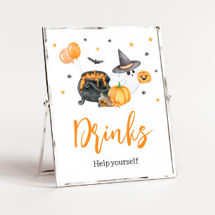 Orange Little Boo Ghost Baby Shower Drinks Poster