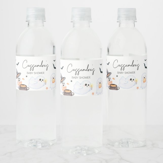 Orange Little Boo Halloween Baby Dusche Wasserflaschenetikett (Flaschen)