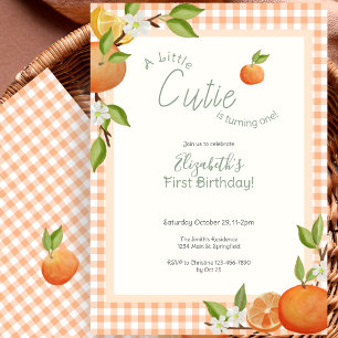 Orange Little Cutie Einladung zum ersten Geburtsta