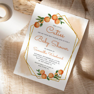 Orange Little Cuties Zwillinge Baby Shower Einladung