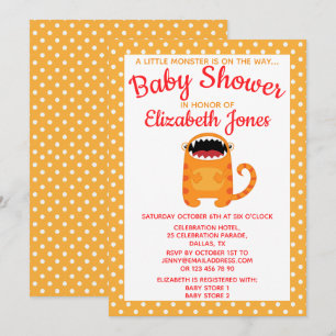 Orange Little Monster Baby Shower Einladung
