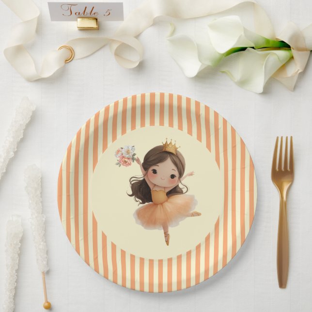 Orange Little Princess Ball Paper Plate Pappteller (Hochzeit)