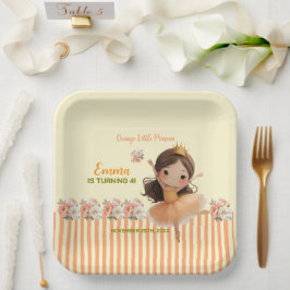 Orange Little Princess Ball Paper Plate Pappteller