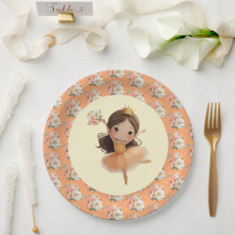 Orange Little Princess Ball Paper Plate Pappteller