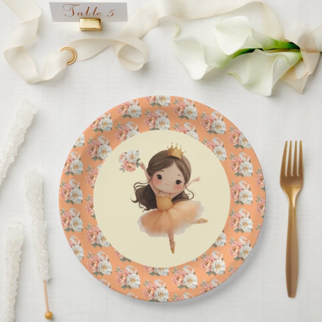 Orange Little Princess Ball Paper Plate Pappteller (Hochzeit)