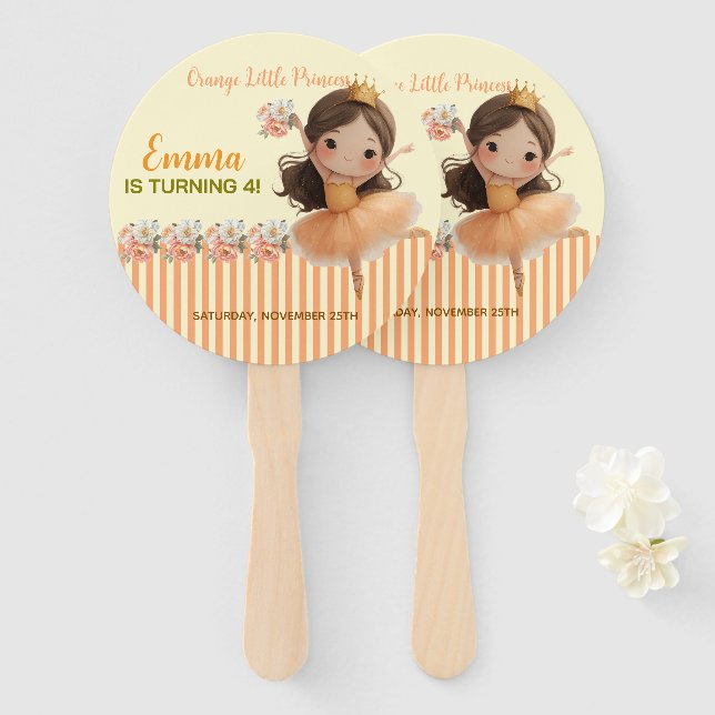 Orange Little Princess Ball Set of Fans Fächer (Vorne und Hinten)