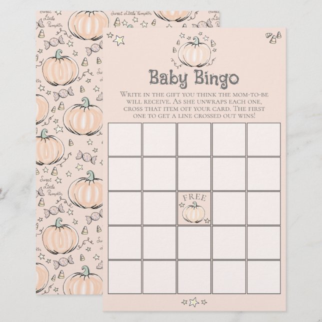 Orange Little Pumpkin Baby Bingo Baby Showspiel (Vorne/Hinten)