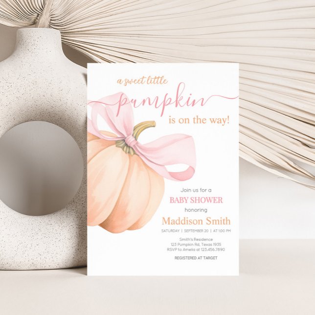 Orange Little Pumpkin Baby Shower Einladung (Elegant Pumpkin Baby Shower Invitation)