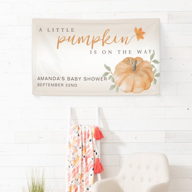 Orange Little Pumpkin Herbst Babydusche Banner (Insitu)