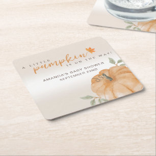 Orange Little Pumpkin Herbst Babydusche Rechteckiger Pappuntersetzer